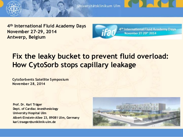  Fix the leaky bucket to prevent fluid overload: How CytoSorb stops capillary leakage