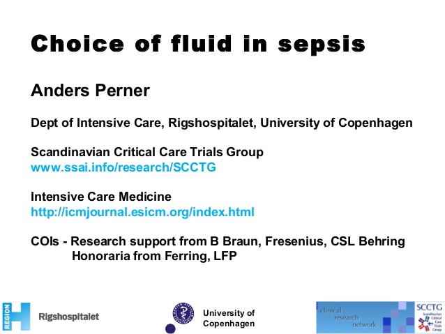 Choice of fluid in sepsis